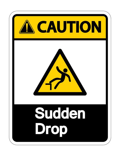 Caution Sudden Drop Symbol Sign On White Background Vector Illustration