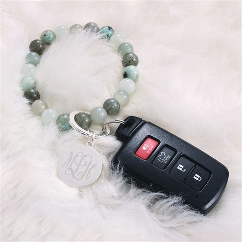 Monogrammed Beaded Key Ring Bracelet Marleylilly