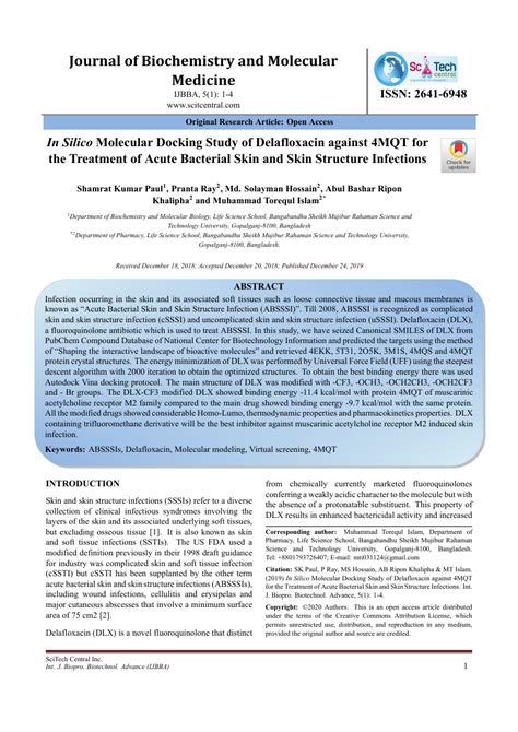 Journal Of Biochemistry And Molecular Medicine Template Scitech Central