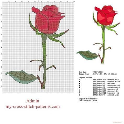 Free Red Rose Cross Stitch Pattern