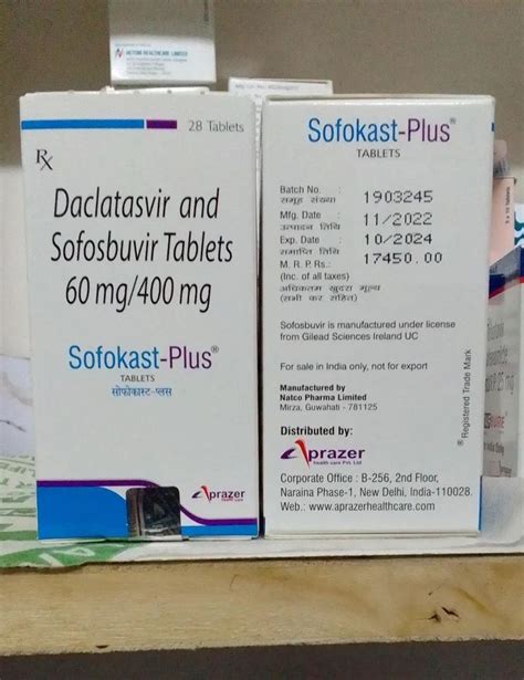 Aprazer Sofosbuvir Daclatasvir Sofokast Plus Tablets Prescription