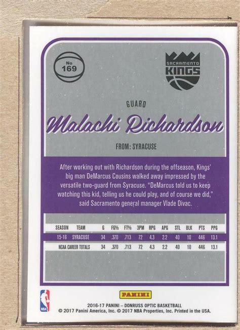 Malachi Richardson Donruss Optic Rookie Rc Ebay