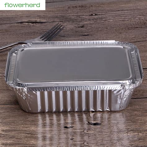 50pcs 600ml Thick Aluminum Loaf Baking Pans with Lids Cooking Tins ...