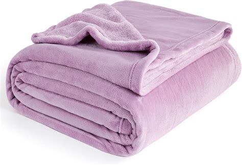 Bedsure Fleece Blankets King Size Lilac Lavender Bed