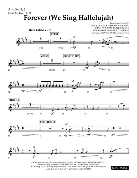 Forever We Sing Hallelujah Choral Anthem Satb Alto Sax Sheet Music