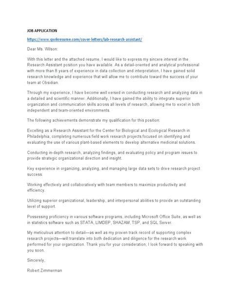 job application cover application letter samples  data science