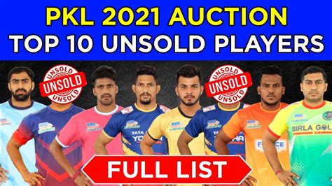 Pro Kabaddi Auction Top Unsold Players List Youtube