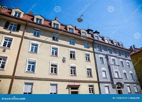 Residential Houses in Munich, Beautiful Residential Area, Blue Sky ...