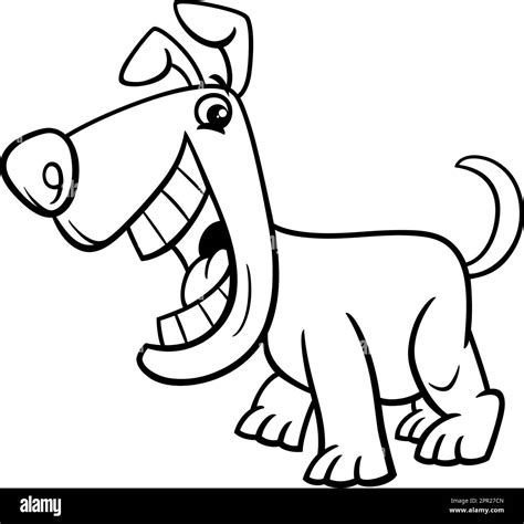 Black and white cartoon illustration of funny dog comic animal ...