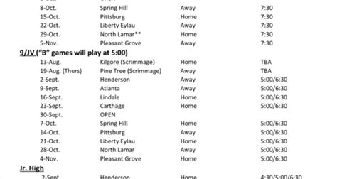 2021 Gilmer Buckeye Football Schedule