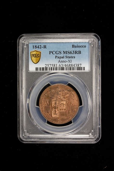 Papal States Gregory Xvi 1831 1846 Ae Baiocco 1842 R Year Xi Pcgs