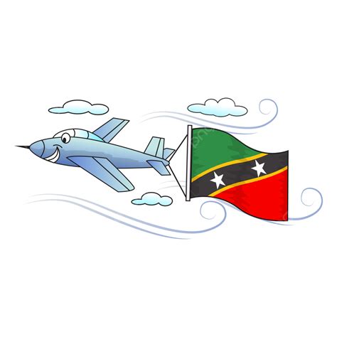 Airplane With Flag St Kitts Nevis Airplane With Flag Cartoon Flag