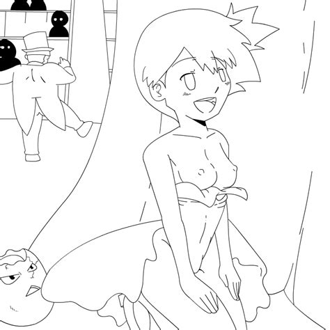 Commission Misty In Her Goldeen Stage Uniform Monochrome By Bloggerman Hentai Foundry