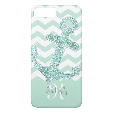 25% off on Mint Faux Glitter Anchor Chevron Personalized iPhone 7 Plus ...