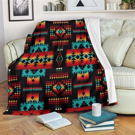 Navy Native Tribes Pattern Native American Blanket