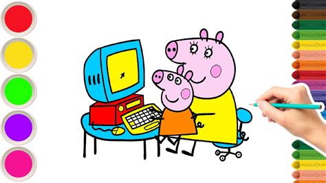 Peppa Pig And Mummy Pig 🐷 Are Watching Tv 📺 Drawing And Coloring For