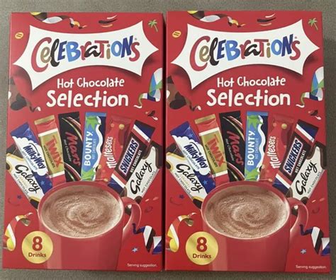 X Celebrations Hot Chocolate Instant Sachets Galaxy Mars Bounty Twix