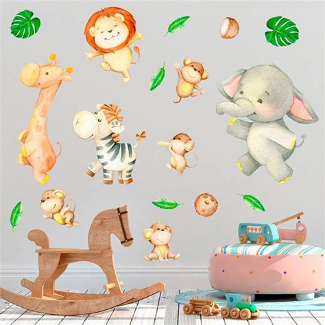 Sticker Mural Enfant Animaux De La Jungle Africaine Webstickersmuraux