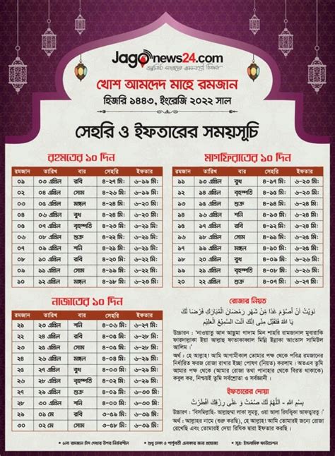 ramadan calendar  bangladesh   sehri iftar time