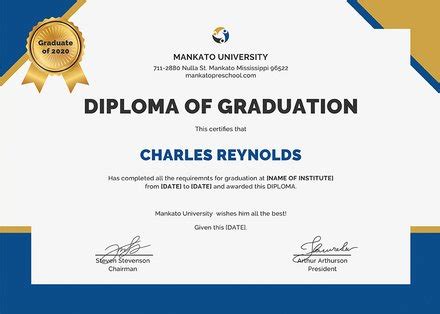 Free Diploma of Graduation Certificate Template in PSD, MS Word ...