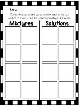 Mixtures And Solutions Sort By Pocketful Of Pencils Tpt