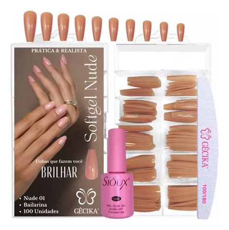 Softgel Nude Gecika Unhas Posticas Soft Gel Cola Unha Gel Frete grátis