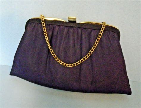 Ande Navy Blue Satin Evening Bag Clutch Bag With Gol Gem