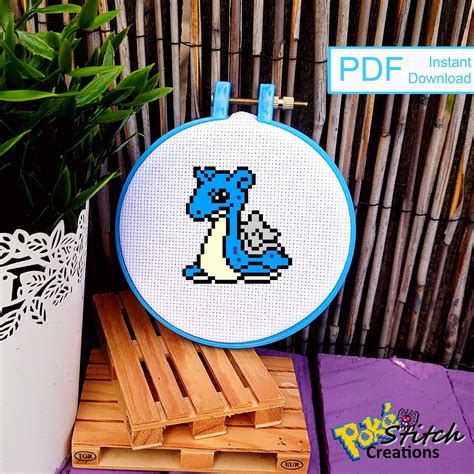 Pokémon 131 Lapras 8 bit Pixel Cross Stitch Pattern PDF Etsy