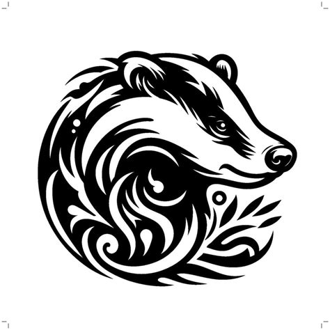 Badger In Modern Tribal Tattoo Abstract Line Art Of Animals