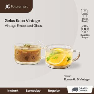 Jual Gelas Kaca Kopi Teh Minuman 400ml Vintage Embossed Glass With