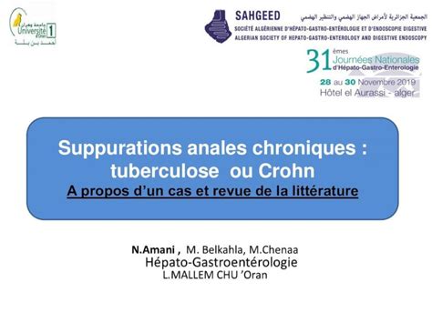 PDF Suppurations Anales Chroniques Tuberculose Ou CrohnLa Prise En