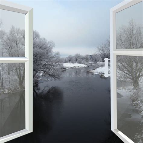 Open Window To The Winter River Stock Image Image Of Frost Cold