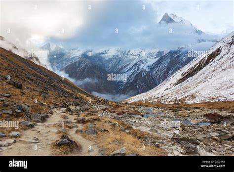 View Of Mount Machhapuchhre Annapurna Conservation Area Himalaya