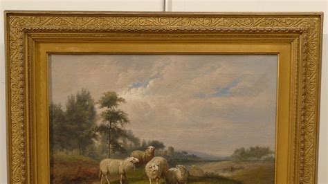 Pair of antique sheep oil paintings at 1stDibs