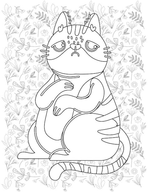 Desenho De Gato Para Colorir Vetor Premium