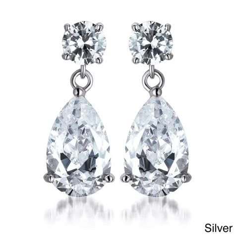 Shop Collette Z Sterling Silver Pear Cut Cubic Zirconia Drop Earrings