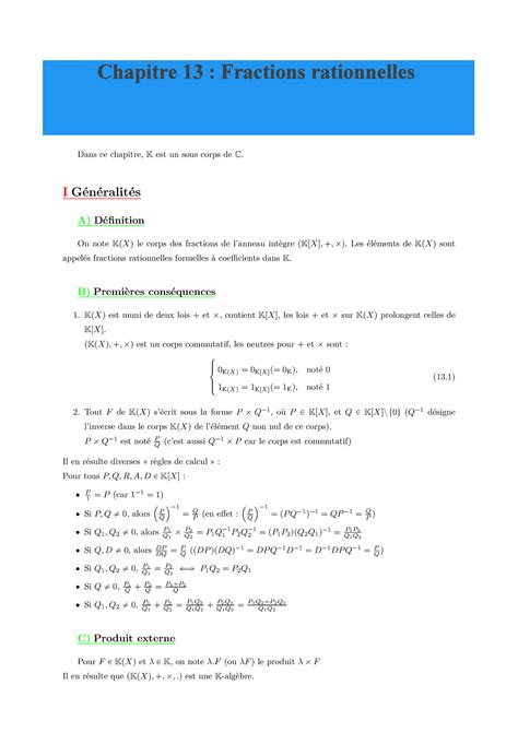 Chapitre 13 Fractions Rationnelles Ce Document Est Mis à Disposition