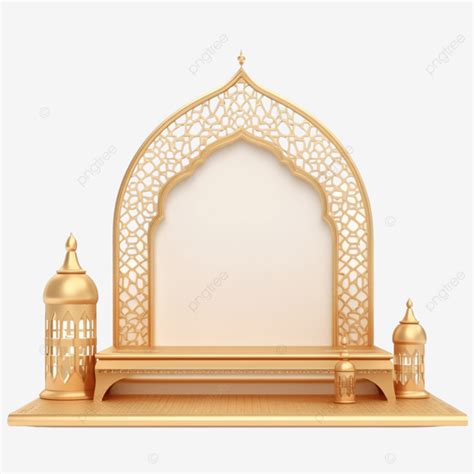 3d Ramadan Large Product Podium Decorated With Islamic Gate Lantern And