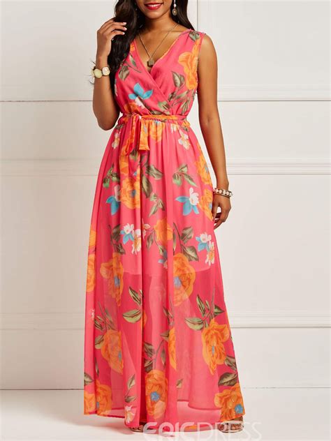 Robe En Mousseline De Soie Sans Manches Womens Maxi Dresses Chiffon