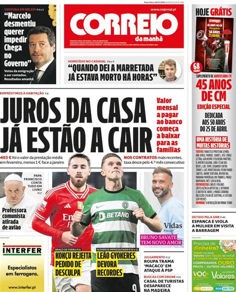 Capa Correio da Manhã 19 março 2024 capasjornais pt