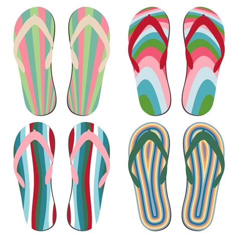 Set Of Beach Slippers Colorful Summer Flip Flops Over White Background 20043245 Vector Art At