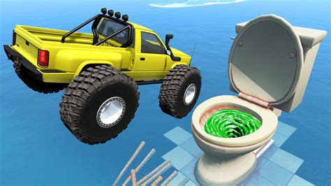 Destroy All Cars With Giant Toilet Random Vehicles Crashes