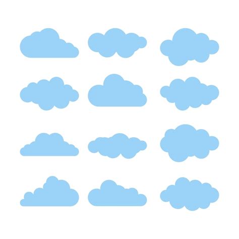 Gran Conjunto De Vectores De Formas De Nubes Azules Vector Premium