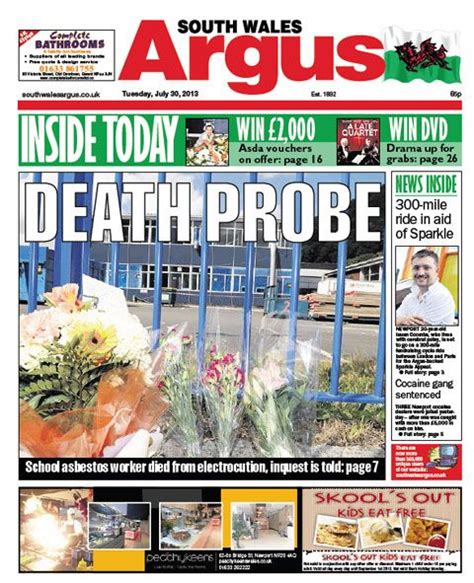 Pin On South Wales Argus Front Pages