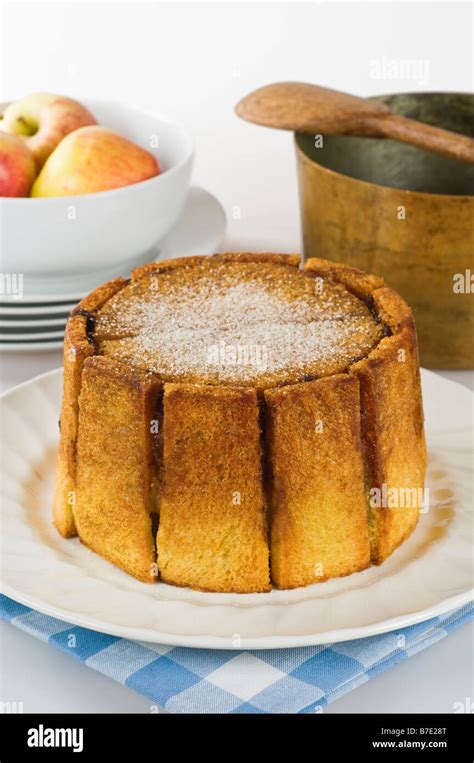 Apple charlotte dessert Stock Photo - Alamy