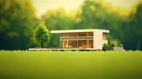 Premium Photo | 3d house illustration green building green house 3d rendered house