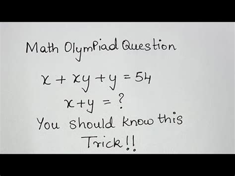 Math Olympiad Question Nice Algebra Equation You Should Know This