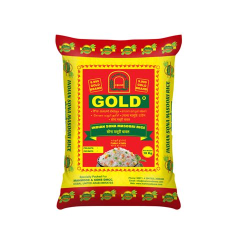 GOLD INDIAN SONA MASOORI RICE 18 KG Mahmood And Sons