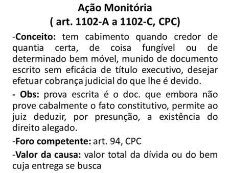 AÇÃO MONITÓRIA CPC 700 a 702 ppt carregar