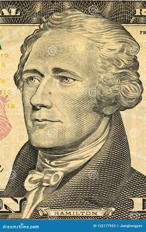 Portrait of Hamilton on a Ten Dollar Bill, Close Up Stock Image - Image ...